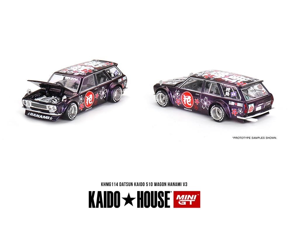 True Scale Miniature Model Car Datsun KAIDO 510 Wagon Hanami V3 Magic Purple Limited Edition Diecast Model Car Kaido House KHMG114 1/64