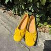Princess Xiangchen's new bow-tie yellow single shoes women's flat-soled shallow-mouth shoes soft-soled Doudou shoes French ballet shoes