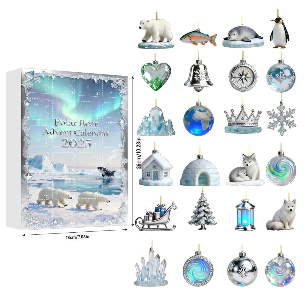 Christmas Countdown Calendar With Animal Themed Acrylic Ornaments For Holiday Decor And Gift Giving