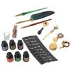 Feather Pen Set European Style British Retro Lacquer Stamp Dipped In Water Quill Pen Set with InkDark Green
