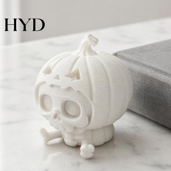 Cute Skull Doll Pumpkin Ornament, Hollow Ghost Face Design, 3D Printed Spooky Design Detailed Layered Halloween Figurine, for Desktop
