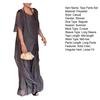 2Pcs/Set Women Casual Outfit Round Neck Long Sleeve Irregular Hem Tops Elastic Waist Long Pants Set Solid Color Outfit