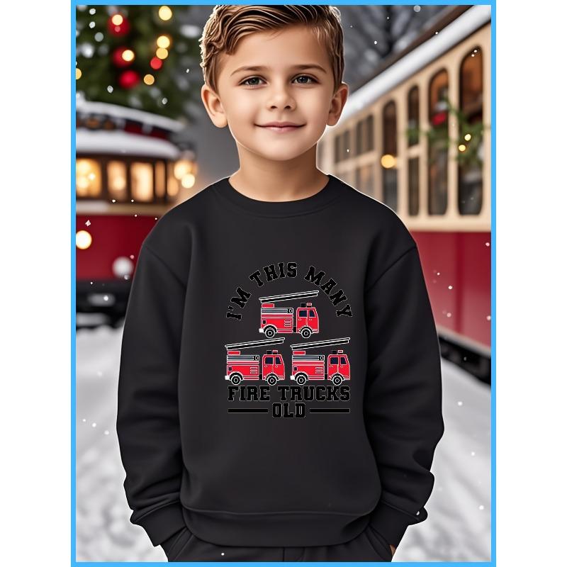 Kids Crewneck Sweatshirt, Christmas & Thanksgiving Carnival New Arrival, Cartoon Graphic Print, Spring Autumn Winter Holiday Tops