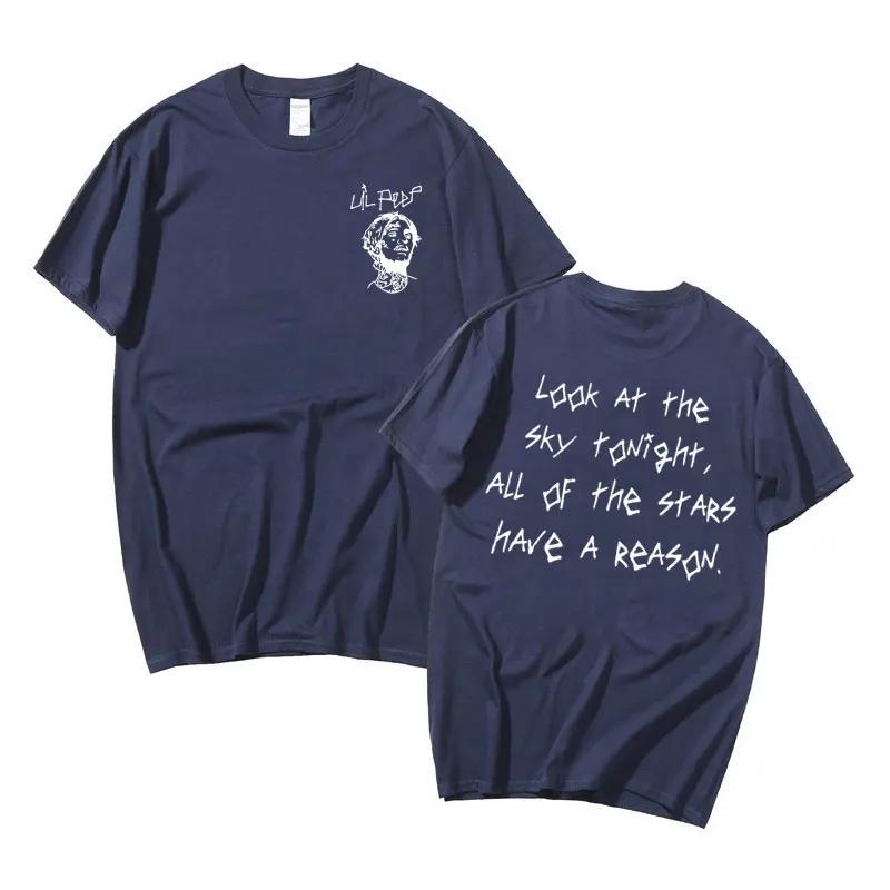 Rapper Lil Peep Look At The Sky Tonight All of The Stars Have A Reason Graphic Tshirt Men's Hip Hop Vintage Oversized T-shirts
