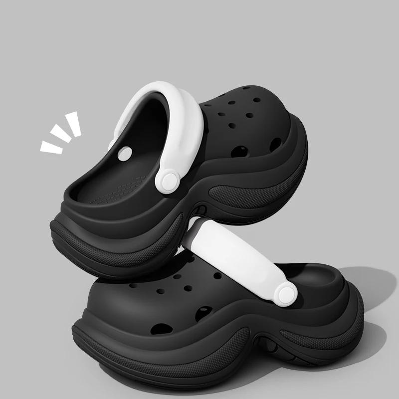 Fashion Lovely Girls Sky Blue Clogs Summer 2025 Thick Bottom Wedge Heels Sandals Wmen Chunky Platform Soft Eva Diy Cloud Slippers Shoes