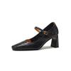 Soft Sheepskin Black High Heels 2025 Spring and Autumn New French Retro Thick Heel with Mary Jane Shoes Women's Single Shoes