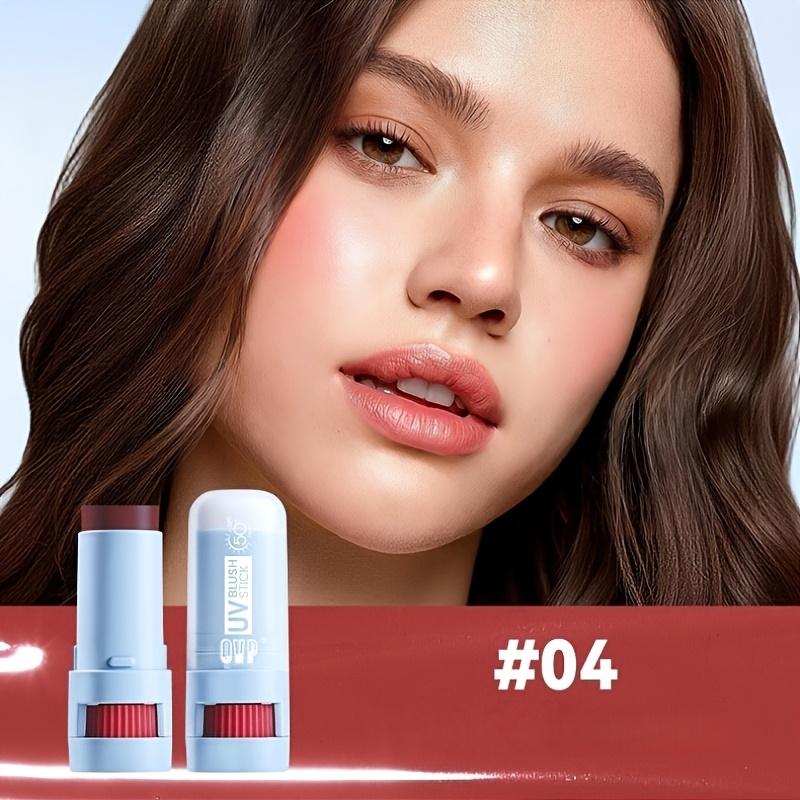 2-in-1 SPF Sunscreen Blush Stick, Jelly Texture Rotating Cheek Tint Natural Glow Finish, Waterproof and Sweatproof Blush Stick Portable Makeup