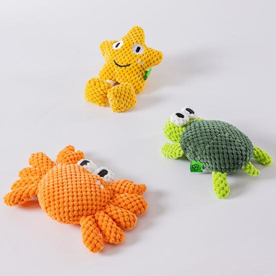 Interaktives Hundestofftier Quietschendes Stofftier Meeresbewohner Weiches Kauspielzeug Schildkröte Krabbe Seestern Welpen Zahnungsspielzeug für mittlere Kauer Indoor-Spiel