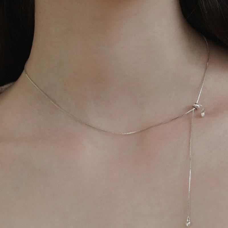 Tatiana (925 Silver) Heart Tail Drop Tie Necklace NZ2431