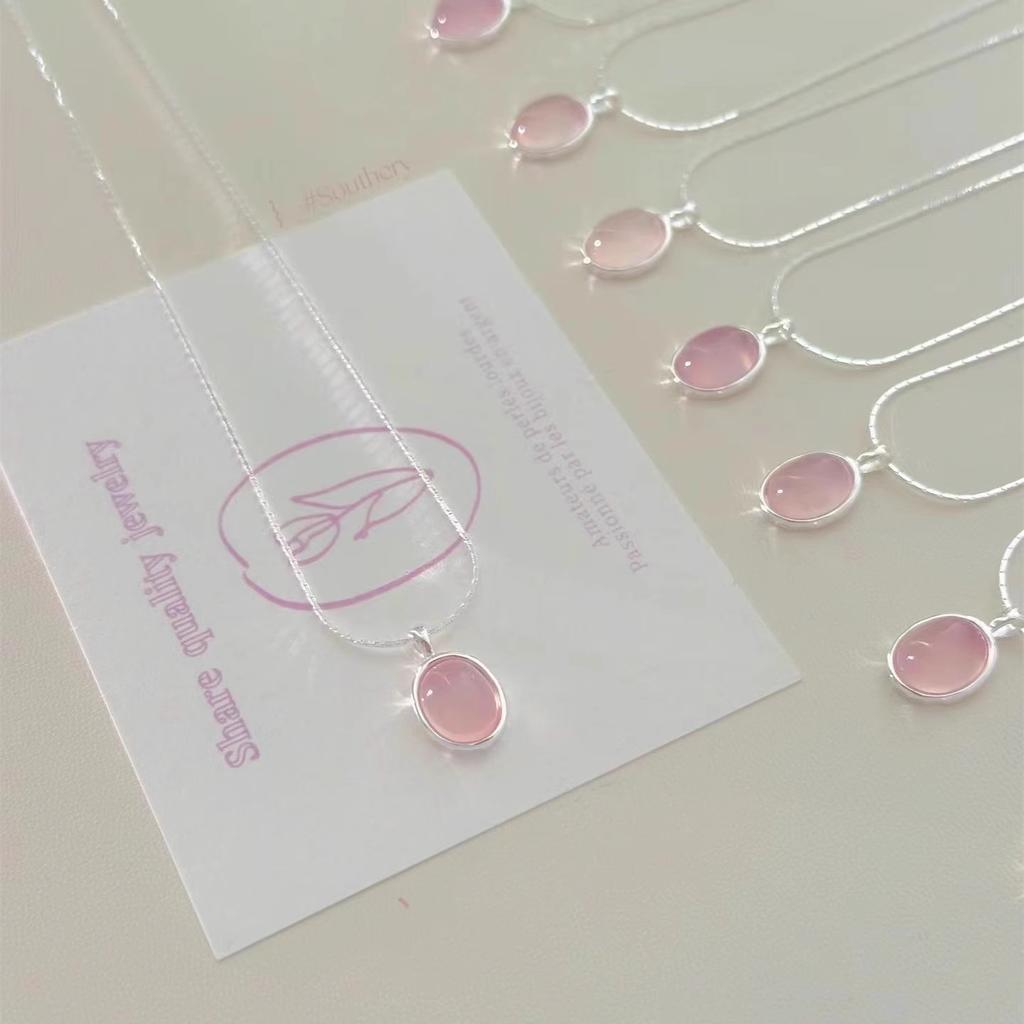 Japan and Korea Simple Moonstone Aquamarine Necklace Niche Cold Collarbone Chain Neck