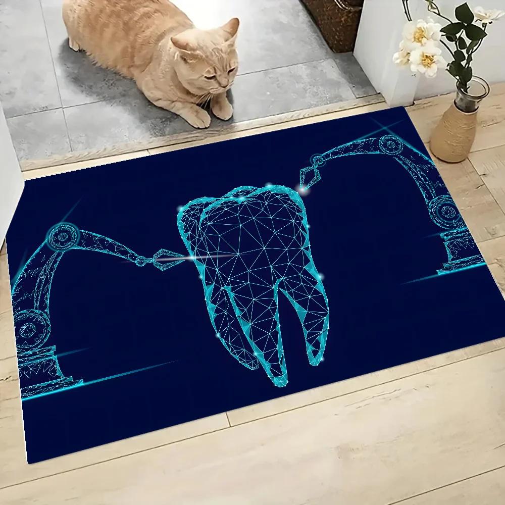 The Dentist Tooth Floor Mat Graphic Printed Flannel Doormats for Bathroom Kitchen Entrance Carpet Home Decor