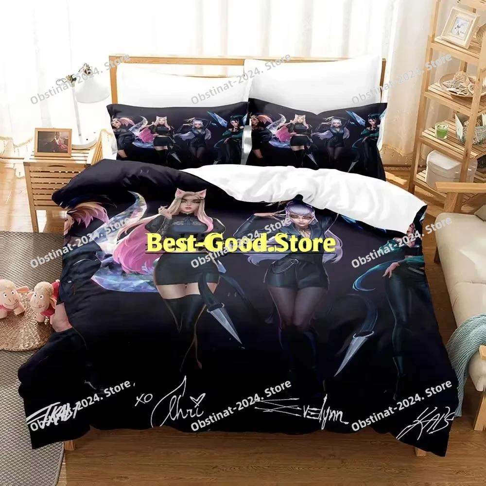 Game Kda The Baddest Bedding Set Single Twin Full Queen King Size Bed Set Aldult Kid Bedroom Duvetcover Sets Anime Bed Sheet Set