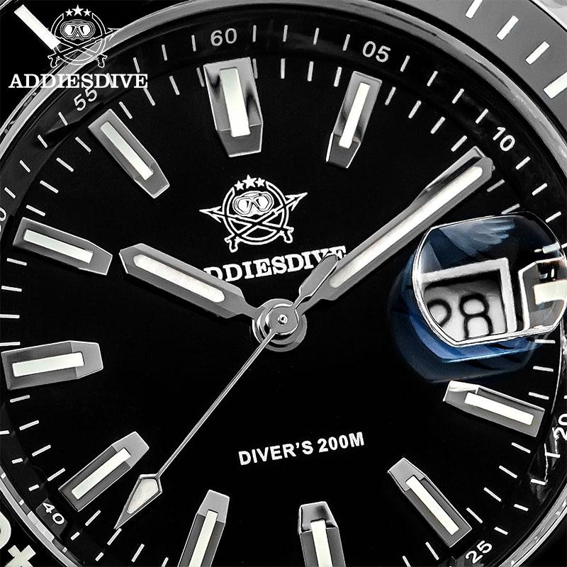 ADDIESDIVE 41mm Men's Quartz Watch BGW9 Super Luminous 200m Waterproof Diver Watches Ceramic Bezel Stainless Steel Sport Watch