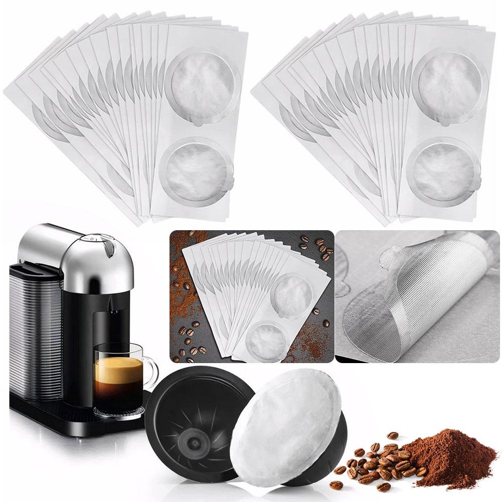 10/20 PCS Refillable Capsules Pods Lids Disposible Coffee Capsule Seals Foils Cream Foam Cafe Filter Lid for Vertuo Cafe Machine