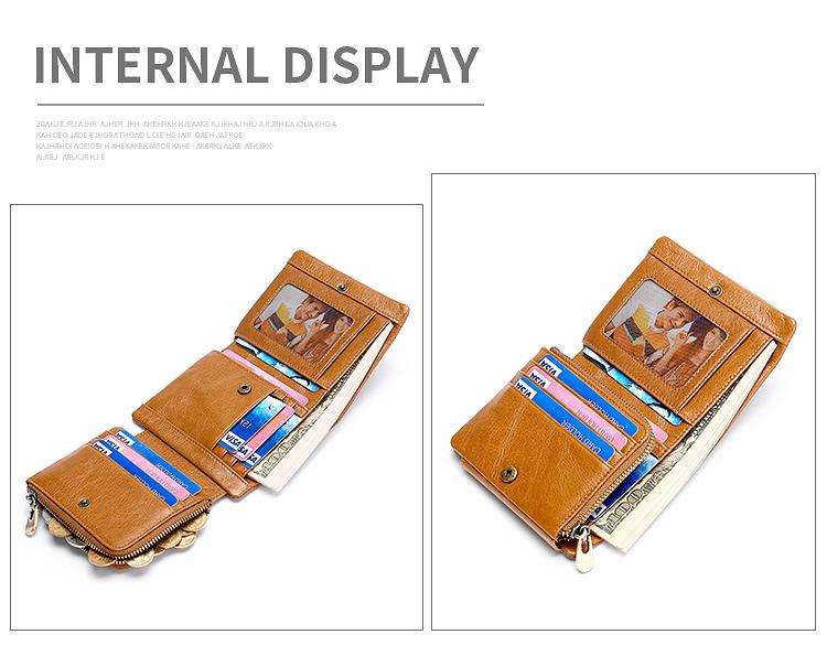 Trifold Retro RFID Leather Wallet for Men - Short Anti-Theft with Multiple Card Slots