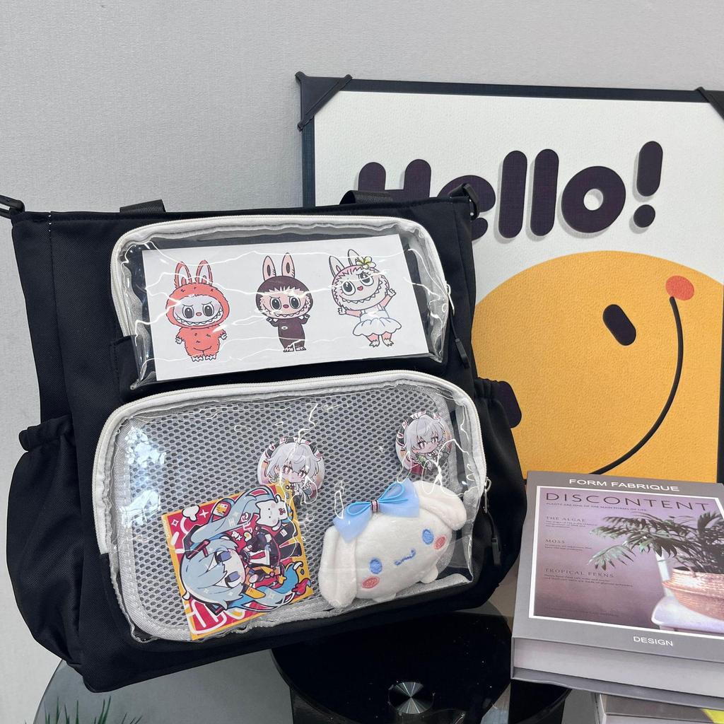 Ita-Tasche mit großer Kapazität und mehreren Taschen mit niedlichen Knöpfen für Mittel- und Oberstufenschüler