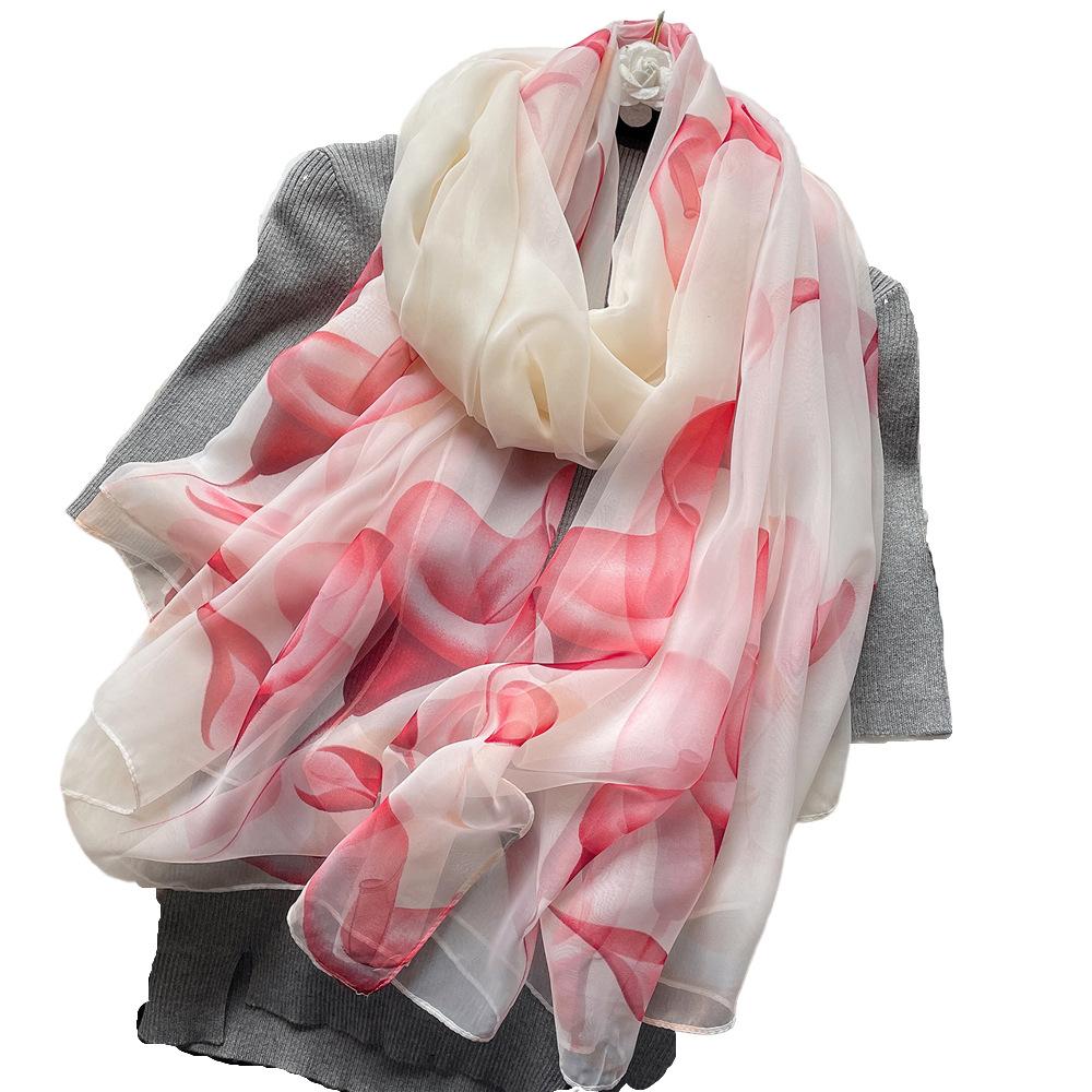Small Fresh Elegant and Versatile Seaside Defense Beach Towel Dual-purpose Shawl Soft Gauze Women's Spring and Summer Long Silk Scarf