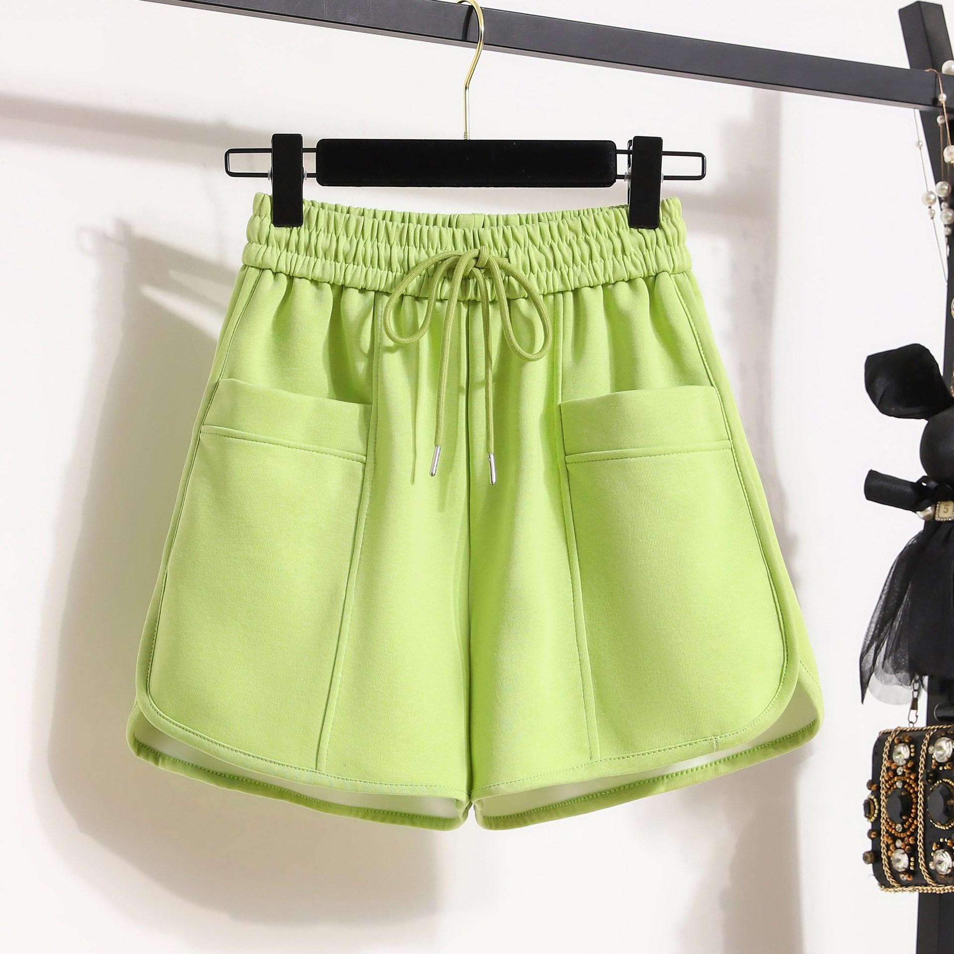 

Спортивные шорты женские летние женские повседневные широкие брюки с высокой талией тонкие трапециевидной формы милые XXL зелёный