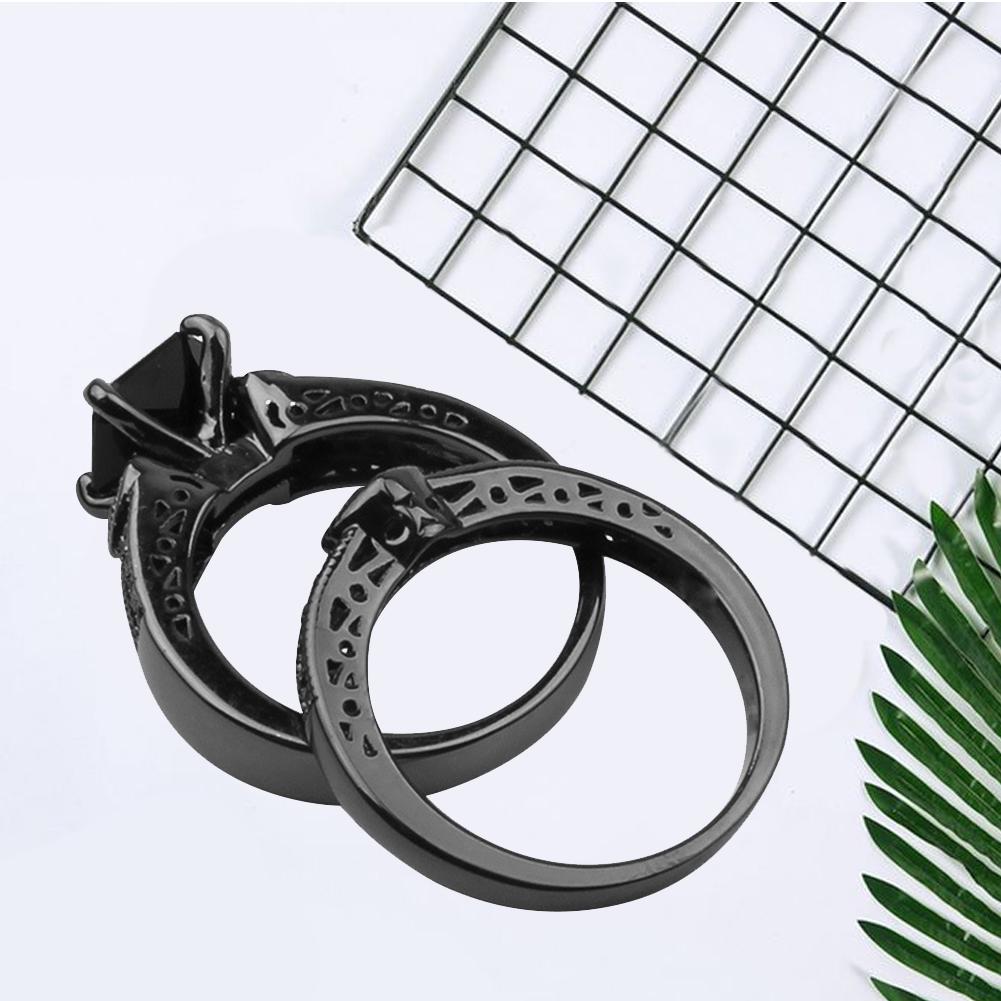 BLUELANS PIERŚCIONKI Pierścionki z sześciennymi sercami 2 szt./zestaw Kwadratowe pierścionki na palec Damska biżuteria imprezowa