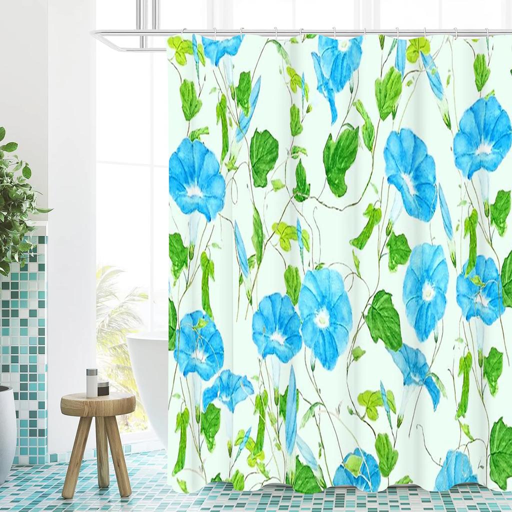 Floral Pattern pastoral style Bathing Curtain  Bathroom Shower Curtain Waterproof With 12 Hooks Home Deco