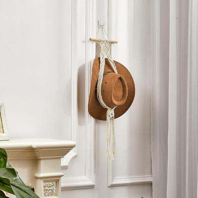 Cotton Rope Hat Organizer Rack Bohemia Handmade Woven Wall Hanging Tapestry Wide Brim Cap