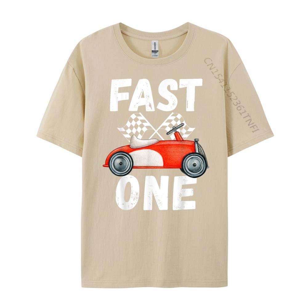 One Year Race Car 1st Birthday Fast One This Little Racer Mens Clothing 2025 Cheap Big Size Tee Shirt