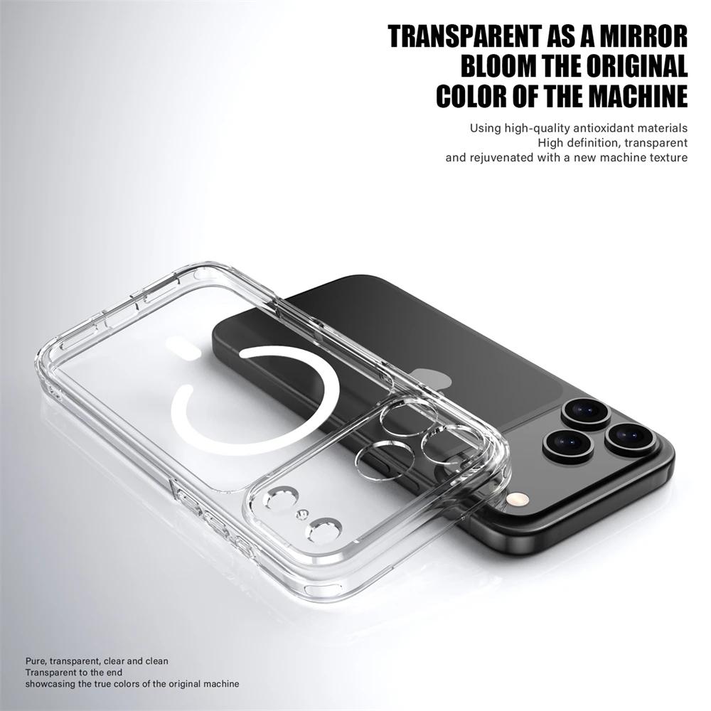 Luxury Clear TPU Shockproof For Magsafe Magnetic Phone Case For iPhone 17 Air 17 Pro Max Wireless Charging Shockproof Back Cover