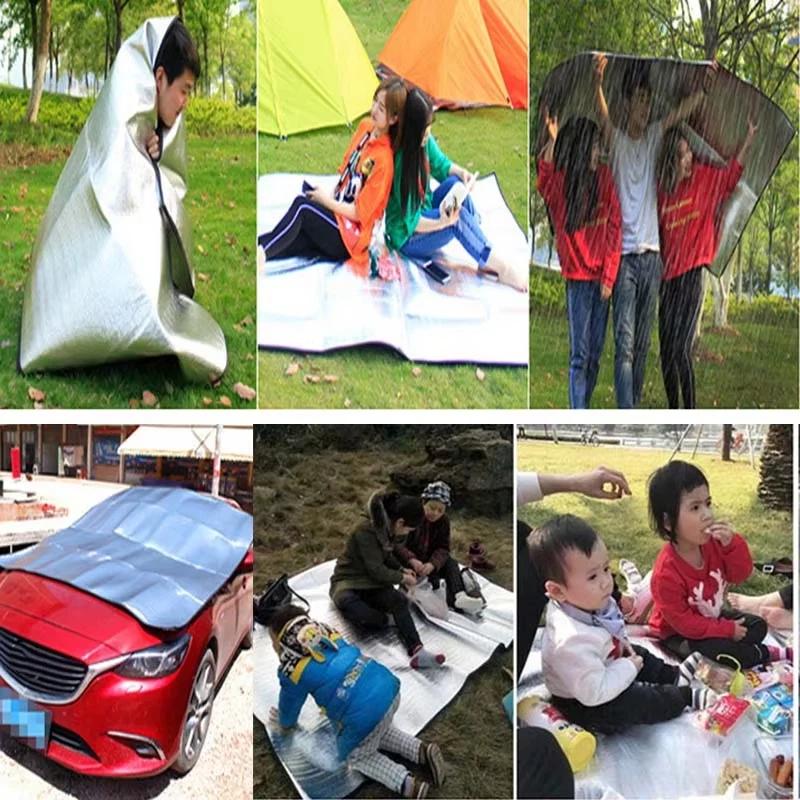 Double Sided Aluminum Foil Camping Mat Waterproof for Outdoor Survival Camping Hiking Portable with Storage Pouch