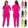 Dehnbare Krankenschwesteruniformen V-Ausschnitt Oberteil Jogginghose Kasack-Sets Chirurgische Arbeitskleidung Zahnarzt Pflegeanzug Krankenhaus Arzt Outfit