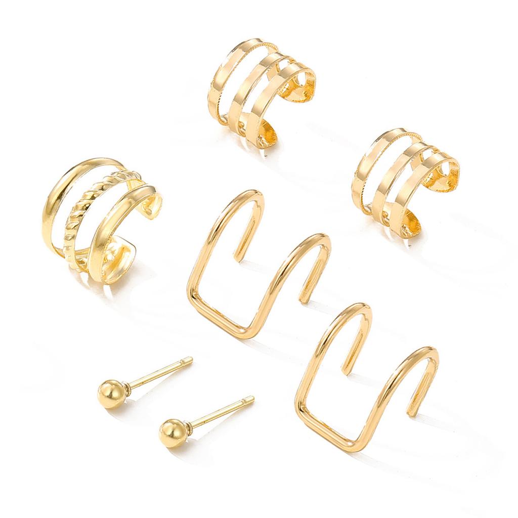 Elegant Multi Layered C Shape Ear Clip Handmade No Piercing Earrings Accessory Fashionable Geometric Layered Ear Cuff