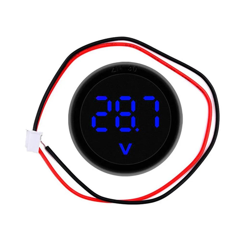 DC 4-100V LED Digitaal Display Ronde Twee-draads Voltmeter DC Digitale Auto Voltage Stroommeter Volt Detector Tester Monitor Paneel