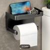 Toilet Paper Box No-Drill Toilet Paper Holder Roll Paper Rack Wall-Mounted Bathroom Tissue Holder with Phone Stand