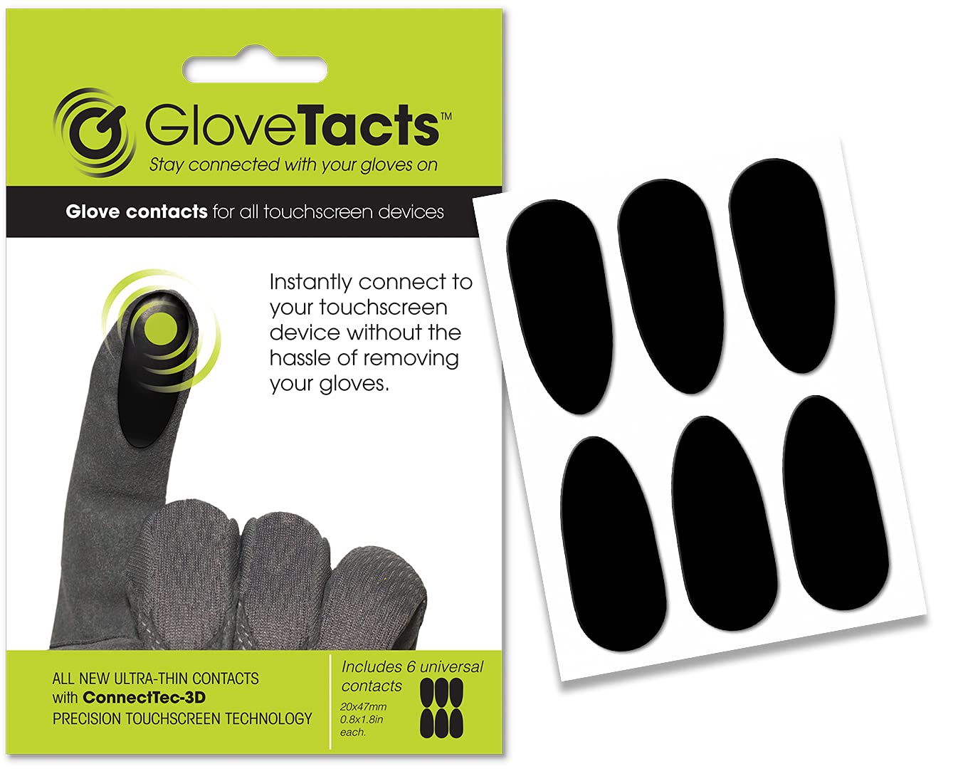 GloveTacts Ultra Thin Conductive Touch Screen Stickers for Gloves: The чёрный