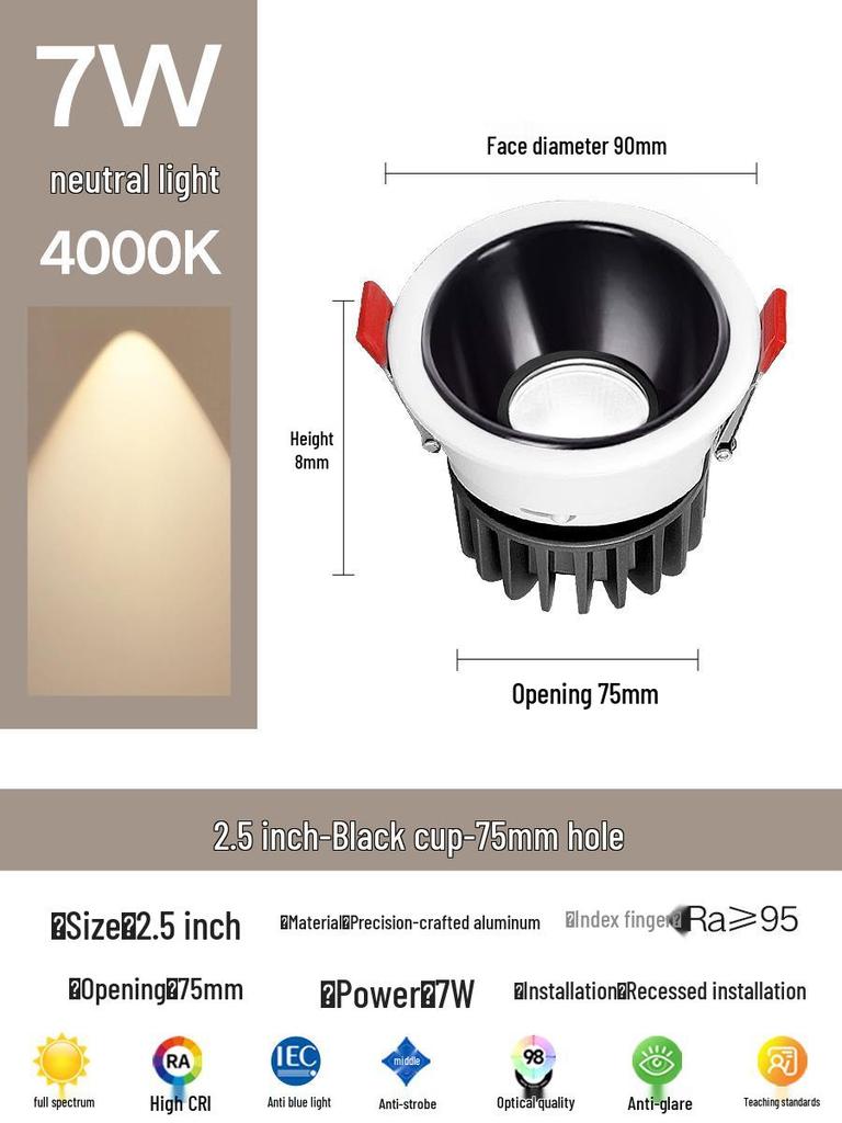 Kompakter blendfreier Einbaustrahler für die Decke: Vollspektrum-Wandfluter für das Wohnzimmer