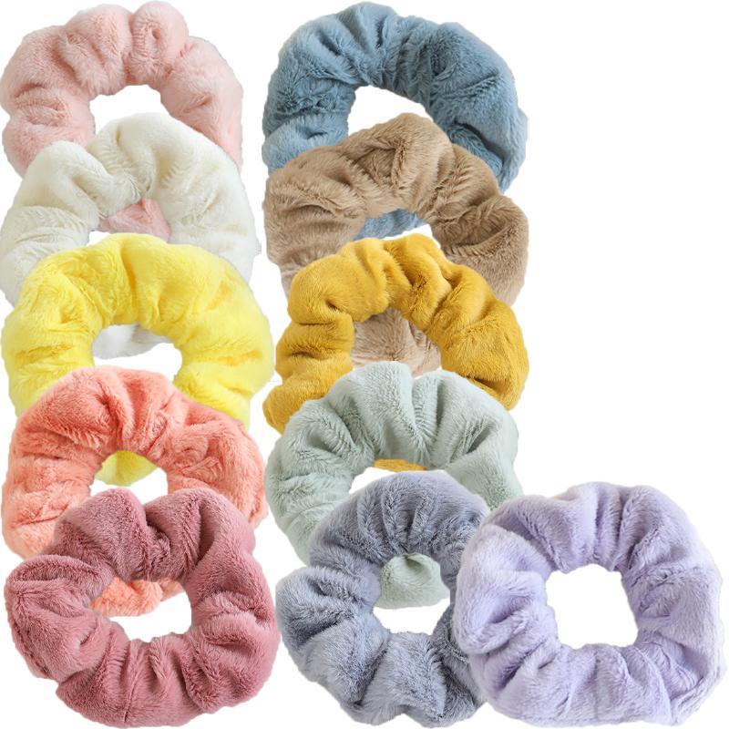 Korean Style Plush Candy Color Hair Ring Woman Cute Sweet Fashion Scrunchie Hair Accessories
