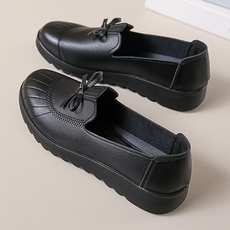 Spring/Fall Leather Shoes with Soft Soles and Soft Upper, Slip-Resistant, Women's Middle-Aged and Elderly Single Shoes