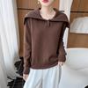 2026 Autumn/Winter Pure Wool Sailor Collar Loose Knit Pullover Sweater