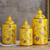 Vintage European Flower and Bird Ceramic Storage Jar Vase Decoration Porcelain Art Crafts Tea Coffee Beans Candy Storage Jar New