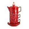 Red Ceramics Teaware Sets Santa Claus Snowman Elk Teapot Teacup Christmas Coffee Cup Saucers Stackable Xmas New Year Gifts