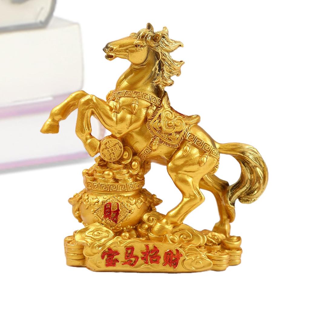 2026 Horse Sculpture Golden Collectible Collection Chinese Horse Decor for Home for Luck Rich Wealth Blessing Holiday Christmas