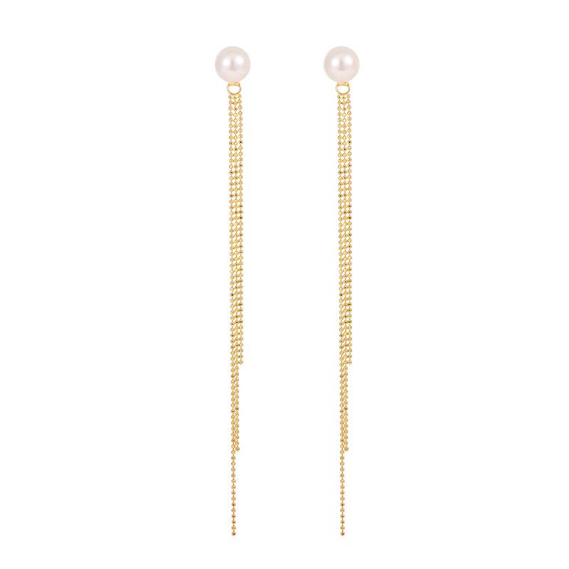 Banyan Tree S925 Silver Long Pearl Tassel Earrings for Women