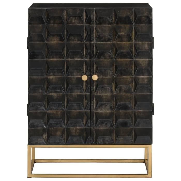 VidaXL Buffet Noir 55x34x75 cm Bois massif de manguier et fer 351679