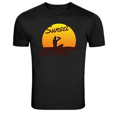 Sunset Surfer Ocean Beach Graphic T-Shirt