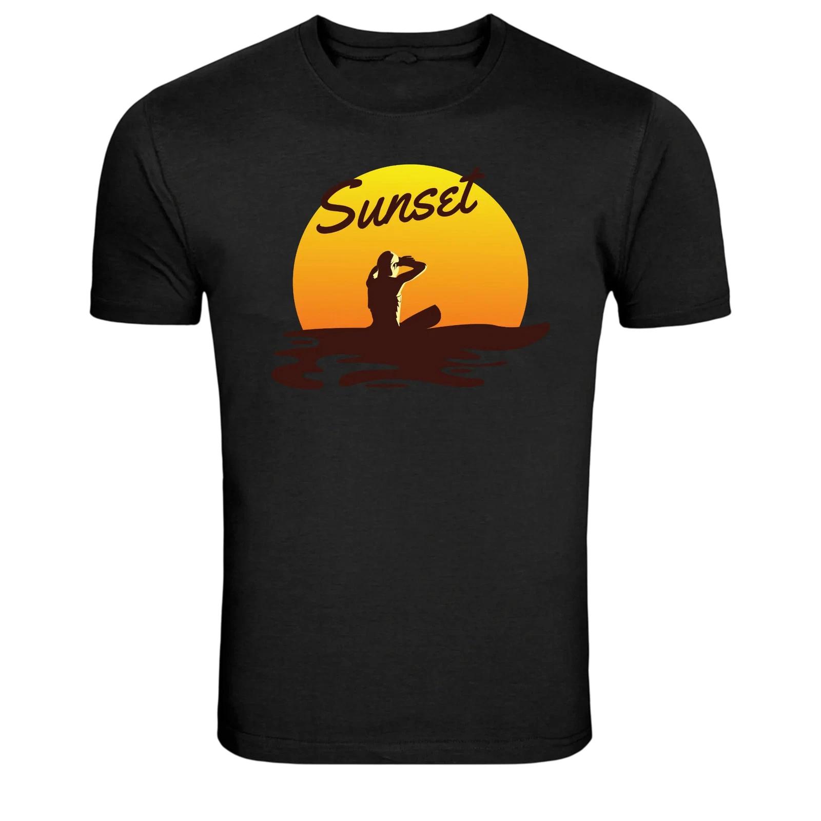 Sunset Surfer Ocean Beach Graphic T-Shirt XL