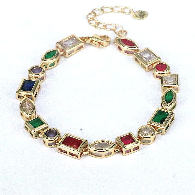 

Личность Простой Креативный Цвет Геометрический Wechat Циркон Медь Гальваническое покрытие Тренд Набор Ожерелье Браслет Серия Женщины