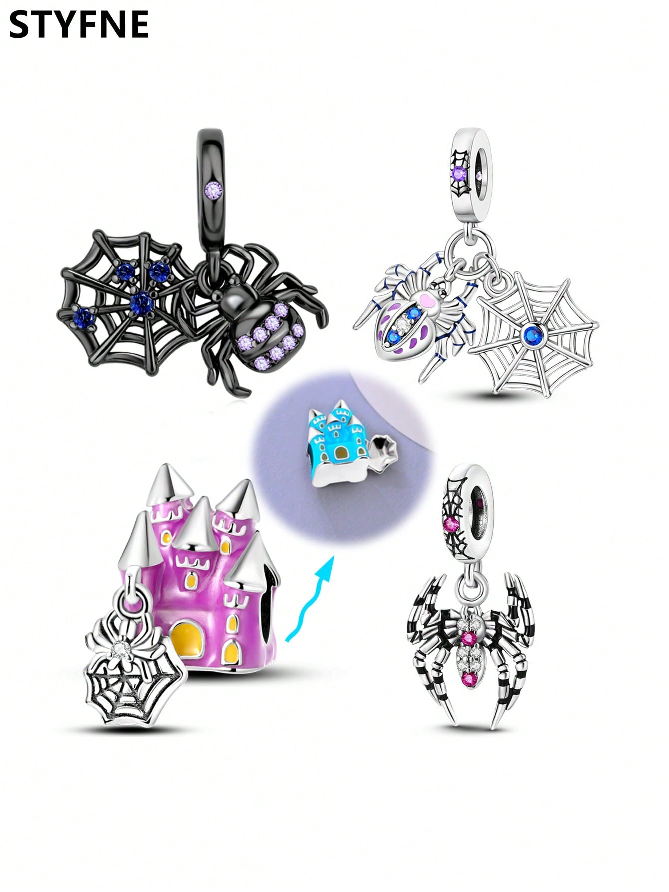 Jmg Bags Women's Charm Bead Components Plata Copper Metal Colors Halloween Spider Bead Components Charm Bead Component Pendant Bead Component Designed For Authentic