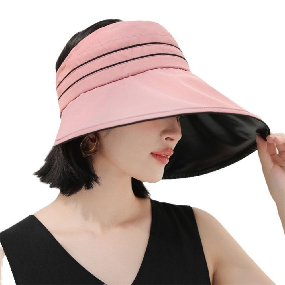 

Big Brim Sunscreen Sun Hat Hollow Bucket Hat Foldable Striped Empty Top Hat Summer хаки