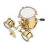 Copper Miniature Drum Set Model with Case Mini Percussion Musical Instrument Model Dollhouse Ornament