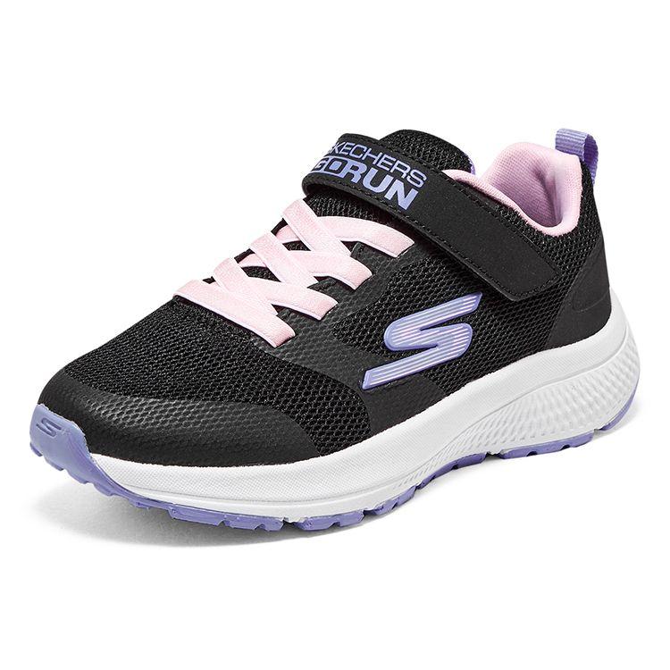 Skechers Girls Lace-Up Comfortable Simple Shock Absorbing Durable Low-Top Running Shoes Kids sneakers Black Purple 302409L-BKMT