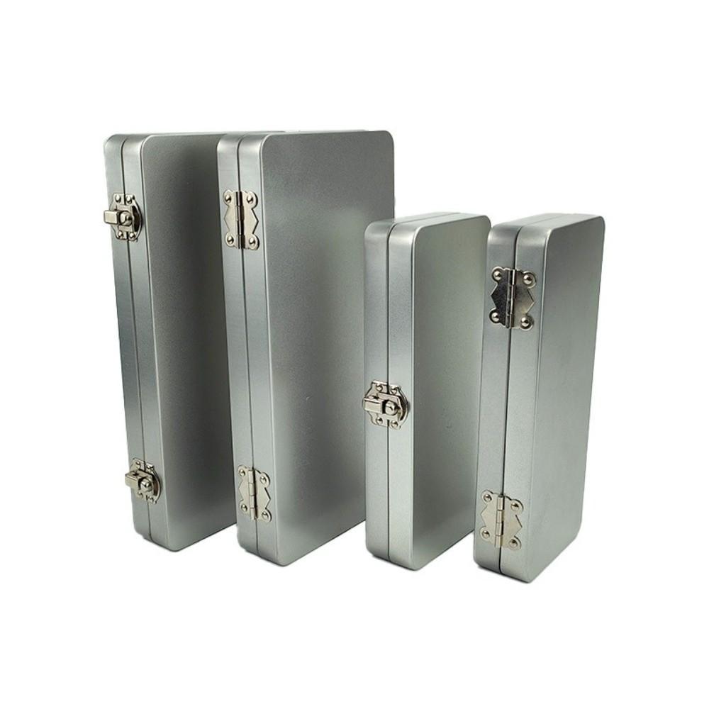 Hinge Flap Lock Storage Box Tinplate Material Organizer Box Classic Design Metal Box Art Supplies